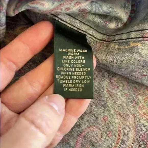 Womens Lauren Ralph Lauren Paisley Button Down Shirt Blouse Multi Color - Picture 10 of 15